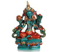 BUDDHAFIGUREN Statue Bouddha Vert Tara 12 cm - Statue Résine Turquoise