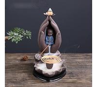 Buddha's Hand Lotus Little Monk Backflow Incense Burner Purple Sand Zen Small Tathagata Home Three-Use Incense Holder Ornaments,10.8CM x 19.3CM (B4)