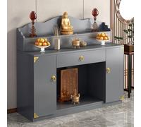 Buddhist Altar Table de Style Rétro avec Tiroirs, Table D'appoint Moderne, Meuble D'autel pour Maisons, Temples et Salles Ancestrales(Gray,128cm)