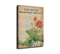 Buddhist Meditation Art - Metta Bhavana Prayer Poster on Canvas - Yoga Room Decor for Spiritual Space(Unframed,16x24inch(40x60cm))