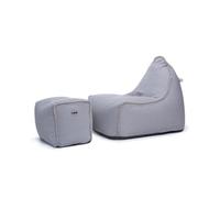Buddy's Rest fauteuil poire + repose pieds 90x60x85/45x60x35cm interieur dehoussable, surpiqures, Gris, sans polystyrène