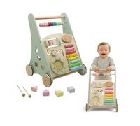 BUDDY BABY Montessori - Walker Baby en bois - Poussette pour premiers pas avec jouets et activités - Poussette bébé +12 mois (Laponie/Vert)