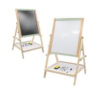 Buddy Baby - Tableau Créatif 2 en 1 CreativeBoard - Dès 3 ans - Surface blanche et craie - Comprend une boîte de craies, 2 lingettes et 1 stylo - Étagère inférieure pour accessoires - Réglable en