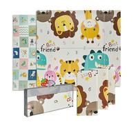 Buddy Baby - Tapis de jeu XXL pour bébé, 180 x 200 cm, double face, rembourré, pliable et avec sac de transport - Dès la naissance - Idéal comme cadeau (Zoo/Friends)