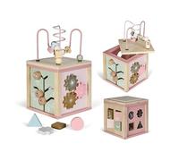 Buddy Baby Xtudio - Cube d'apprentissage Montessori pour habiletés motrices - Design scandinave | Jouet d'habiletés à partir de 1 an | Centre de compétences motrices en Bois (Rose Pastel)