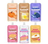 BUDDY BUDDER Bark Bistro Company Lot de 6 paquets de saveurs mélangées, beurre d'arachide 100 % naturel pour chiens, friandises saines avec beurre d'arachide, fabriquées aux États-Unis