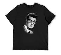 Buddy Holly Mens T-Shirt Fashion Casual Unisex Black Tee M