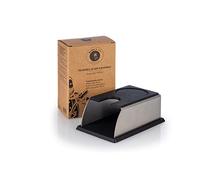 Buddy´s Bar - Barista Edition, Station de Presse Premium pour Toutes Les Tailles de Tamper, 14 x 7/9 cm, Hauteur : 5,5 cm, Station de Pression pour Porte-Filtre à Expresso, Acier Inoxydable Mat, Noir