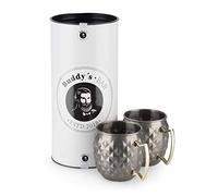 Buddy´s Bar - Lot de 2 gobelets Moscow Mule de 500 ml, en acier inoxydable de qualité supérieure avec structure ananas, qualité alimentaire, gobelets à cocktail Pineapple-Skin avec boîte cadeau, en