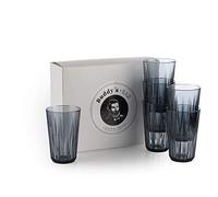 Buddy´s Bar - Lot de 6 verres en plastique Tritan de 0,3 l de qualité supérieure, sans BPA, aspect cristal incassable, réutilisables, lavables au lave-vaisselle, 300 ml, gris