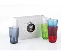 Buddy´s Bar - Lot de 6 verres en plastique Tritan de 0,3 l sans BPA, aspect cristal incassable, réutilisables et lavables au lave-vaisselle, 300 ml, multicolores