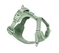 BuddyArmor Harnais pour chien toutes saisons - Réfléchissant - Avec étiquette de code QR - Rembourré et réglable - Pour chiens de petite, moyenne et grande taille (vert olive, taille L)