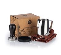 Buddy's Bar - Barista Edition Premium Set de 5 Pièces, Pichet à Lait 0,35 L, Tampon à Café Ø 51 cm, Acier Inoxydable, Tapis en Silicone, Aiguille à Café 13,5 cm