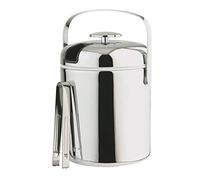 Buddy's Bar - Seau à glaçons de Haute qualité Poli avec revêtement en Plastique Noble en Acier Inoxydable y Compris Pince à Glace et Grille d'égouttement avec poignée, isolé spécial, 1,3 litres