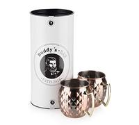 Buddy's Bar - Set de 2 Tasses Moscow Mule 500 ML en Acier Inoxydable, Structure Ananas avec Boîte Cadeau - Finition Cuivre Antique