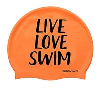 BUDDYSWIM Bonnet de Bain en Silicone pour Piscine ou Eau Libre pour Homme ou Femme. Convient aux Cheveux Longs. Résistant et Hydrodynamique, Couleur Vive pour Une Bonne Visibilité