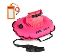 BUDDYSWIM Bouée de Natation Hydrastation 10L avec Pochette Etanche Facile d'accès pour Ranger Ses Affaires, sa Bouteille d'eau ou sa Nourriture. Comprend Un Pochette Etanche Smartphone. Rose.