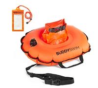 BUDDYSWIM Bouée de Natation Hydrastation 10L avec Pochette Etanche Facile d'accès pour Ranger Ses Affaires, sa Bouteille d'eau ou sa Nourriture. Comprend Un Pochette Etanche Smartphone. Orange.