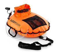 BUDDYSWIM Bouée de Natation Hydrastation 10L avec Pochette Etanche Facile d'accès pour Ranger Ses Affaires, sa Bouteille d'eau ou sa Nourriture. Comprend Un pochette etanche pour le smartphone. Orange
