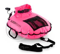 BUDDYSWIM Bouée de Natation Hydrastation 10L avec Pochette Etanche Facile d'accès pour Ranger Ses Affaires, sa Bouteille d'eau ou sa Nourriture. Comprend Un Pochette Etanche Smartphone. Rose