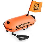 BUDDYSWIM Bouée pour Nage en Eau Libre de 28 litres avec Sac Intérieur 100% Étanche Téléphone et Drapeau Amovible pour Plus de Visibilité.Résistante, Légère et Facile à Plier