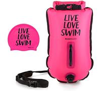 Buddyswim Bouée Drybag LLS 20 L + bonnet de natation rose