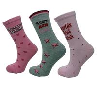 Budget Gifts Lot de 3 paires de chaussettes pour femme « Best Mum Greatest Mum World's Best » - Taille 37-42 - Parfaites pour la fête des mères, Noël ou les anniversaires