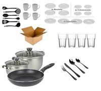 'BUDGET Kit de démarrage "4 personnes - résidentiel Starter Paquet de configuration - Paquet de configuration - (Cuisine, Couverts, Vaisselle)