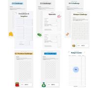Budget Planner Accessoires Lot De 16 Dont 6 Ensemble Défi Épargne Avec 2€ 5€ 10€ Défi 20€ Et 52 Semaines Budget Planner Défis Allemands Avec 8 Trackers Budgétaires