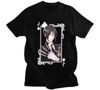budianDR3Ww5 Black Butler Sebastian Cartoon Manga Graphic Tshirts Cotton Otaku Kuroshitsuji Toboso Yana T Shirt (1) Black XXL