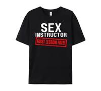 budianDR3Ww5 Sex Instructor First Lesson Free Funny Flirt Edgy Gag 2025 Oversized T Shirt Men Luxury T-Shirt Outdoor Black S