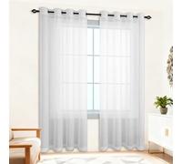 BUDINGHY Rideau Voile 240 x 240 cm Transparent Lumineux Filtrer Voilages Draperies Doux et Esthétiques Rideau de Fenêtre pour Salon, Chambre à Coucher et Cuisine, Blanc