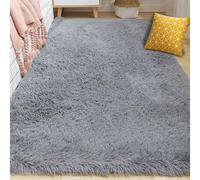 BUDINGHY Tapis Chambre 200 x 260 cm Antidérapant, Doux Au Toucher, en Fausse Fourrure Salon Tapis Décoratif Moderne Convient pour Chambre Bureau Couloir, Gris Clair