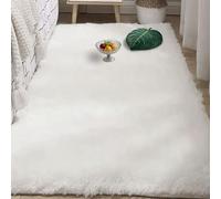 BUDINGHY Tapis de Salon Moelleux à Poils Longs 130 x 190 cm Antidérapant Grand Tapis pour Enfant Chambre Extra Large pour Decoration Salon, Chevet, Blanc