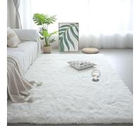 BUDINGHY Tapis de Salon Shaggy Ultra Doux 140 x 200 cm Lavable en Machine Tapis Lit Salon Lavable Design Monochrome Moderne pour Canapé Natte, Chambres d'enfant, Blanc