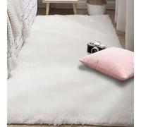 BUDINGHY Tapis de Salon Shaggy Ultra Doux 140 x 200 cm Lavable en Machine Tapis Moderne Salon Lavable Design Monochrome Moderne pour Chambre Filles Enfants, Blanc