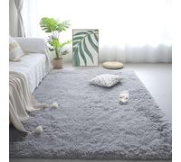 BUDINGHY Tapis de Salon Shaggy Ultra Doux 280 x 350 cm Lavable en Machine Tapis Lit Salon Lavable Design Monochrome Moderne pour Canapé Natte, Chambres d'enfant, Gris Clair