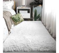 BUDINGHY Tapis de Salon Shaggy Ultra Doux 80 x 240 cm Lavable en Machine Epais Tapis de Chambre Shaggy Lavable Moderne Élégant Facile à Entretenir pour Chambre à Coucher, Salon, Blanc