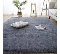 BUDINGHY Tapis Doux et Moelleux 90 x 120 cm Dessous Antidérapant Intérieur Épais, Moelleux, Résistant Tapis de Salon Moderne Shaggy Salon Shaggy pour Couloir, Chambre, Gris Clair