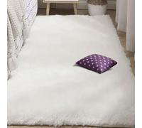 BUDINGHY Tapis Moderne 80 x 240 cm Moelleux Longs Tapis Antidérapant Facile à Nettoyer pour Lit Chambre Adulte Gris Ado Fille Ado, Blanc