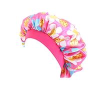 budiniao Ados Enfants bébé Enfants Satin Bonnet imprimé Douceur Chapeau Couvre- Couvre- Turbans Satin Bonnets de Couchage, Poudre Profonde Fleuret