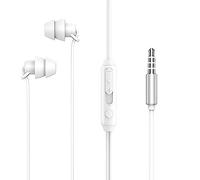 budiniao Anti-Bruit Sommeil Casque Bouton Contrôle Casques Intra-Auriculaires Annulation de Bruit Écouteurs Universels Fourniture pour Chambre, Double 3.5mm Blanc