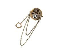 budiniao Broche Steampunk Créative Ornée d'une Pince à Cheveux Élégante à Motif Rouage d'Horloge et de Pompons Décoratifs, un accessoire de mode