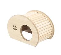 budiniao Cachette Lavable pour Hamster, Maison en Bois Confortable avec Plateforme d'activités, Habitat sûr et esthétique pour Votre Petit Animal de, Couleur du Bois, Demi-Rond