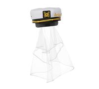 budiniao Chapeau de mariée accessoire de mariage chapeaux fête mariée voile blanc accessoire déguisement pour événements sur le thème nautique demoiselle d'honneur capitaine chapeau fête