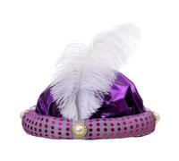 budiniao Chapeau de sultan, chapeau de prince arabe, turban indien, couvre- de qualité supérieure en polyester, style élégant, idéal pour un déguisement de bal d'Halloween, violet