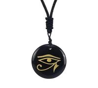 budiniao Collier pendentif œil d'Horus élégant, Noir, Diamètre : 30 mm