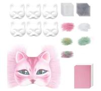 budiniao Ensemble de masques de chat à faire soi-même, avec feuille de tissu en feutre et mailles pour les yeux, comprenant 5 pièces de fausse fourrure et une feuille de feutre auto-adhésive, C