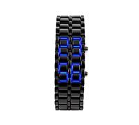 budiniao Les Hommes européens et américains regardent pour Lava LED Montres Accessoire de Mode Bracelet Amant Main Poignet Montre-Bracelet Chaîne Complète, Lumière Bleue