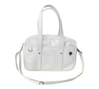 budiniao Sac à bandoulière en PU Sac à main japonais pour femme Sac d'école décontracté Sac à bandoulière Sac JK Convient pour Lolita Comic DIY Jeu de Rôle Avec Sangle (Blanc)